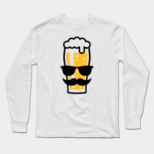 Beer Glass With Sunglasses & Moustache (Funny / 2C) Long Sleeve T-Shirt